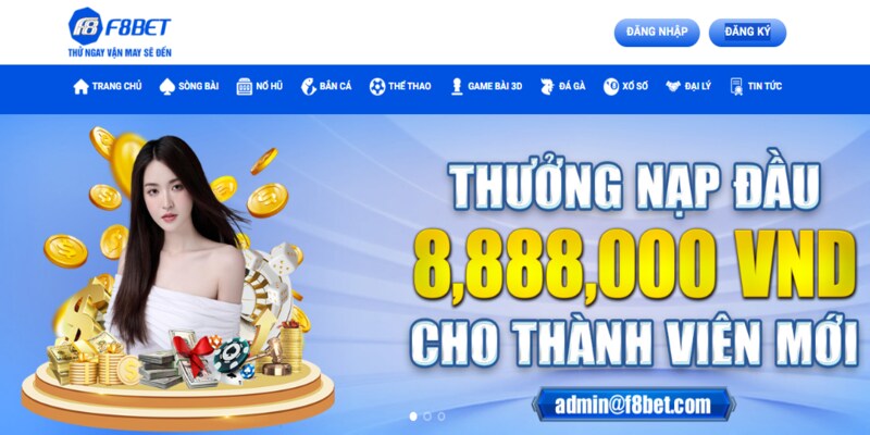 Giao diện trang chủ chính thức của nhà cái cá cược F8BET